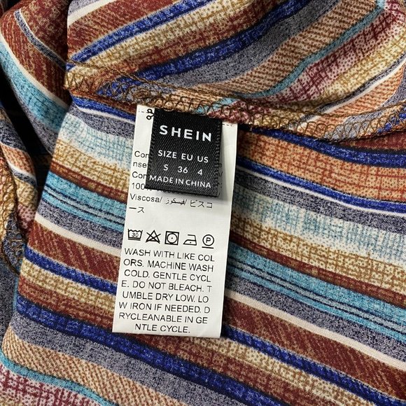 Shein S / US 4 Diagonal Striped V-Neck T Halter Back Tank Top Summer Boho - Picture 11 of 11